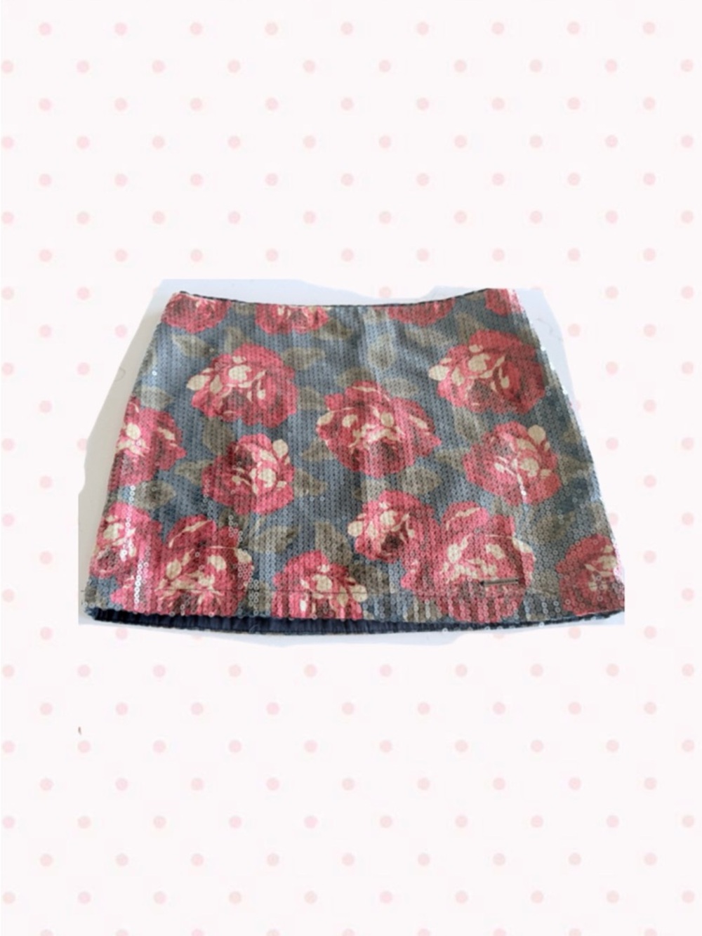 Floral Sequin Mini Skirt - Pink Floral
